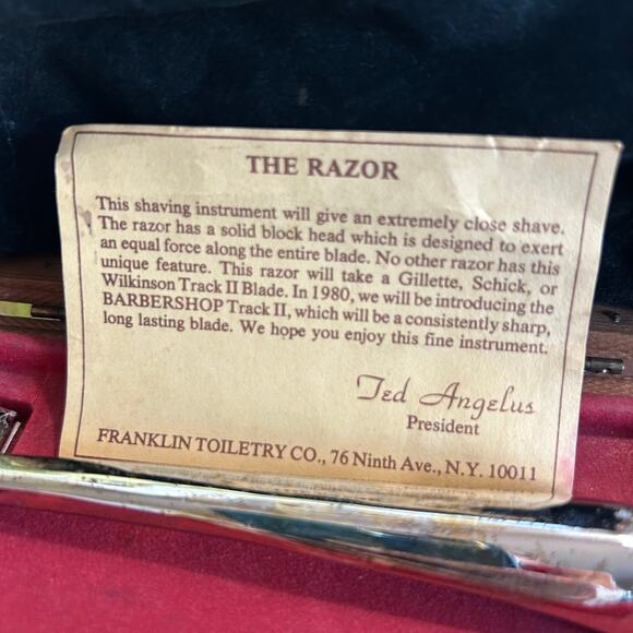 Vintage Franklin Toiletry Co. Barbershop Luxury Razor in Original Wooden Box - Picture 2 of 11